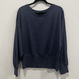 Express Womens Long Sleeve Navy Blue Blouse Top Size M Round Neck Career Formal